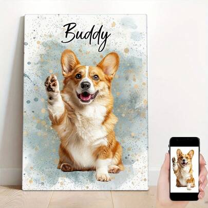 Personalized Pet Watercolor Painting - Upload Your Photo - Unique Canvas Poster - Customized Pet Art Gift, Suitable For Dogs, Cats, Birds - Home Decor For Living Room, Bedroom, Office - Gift For Pet Lovers, Animal Decor, Classic Watercolor Dog Portrait