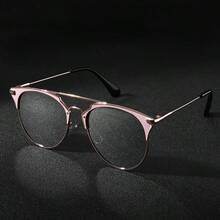 1pc Unisex Rectangular Double Bridge Fashion Glasses, Stylish Item Suitable For Photography And Outfits - Multicolor - View 1