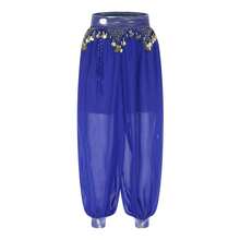 1 chiếc quần harem múa bụng cho nữ, trang phục Halloween Carnival, đính sequin, tua rua, quần ống rộng có họa tiết đồng xu, quần biểu diễn múa Ả Rập. - Nhiều màu - Xem 1