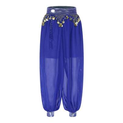1 adet Kadın Oryantal Dans Harem Pantolonu Cadılar Bayramı Karnaval Kostümü Payetli Püsküllü Madeni Para Detaylı Pantolon Arap Dans Performansı Bol Paça Pantolon