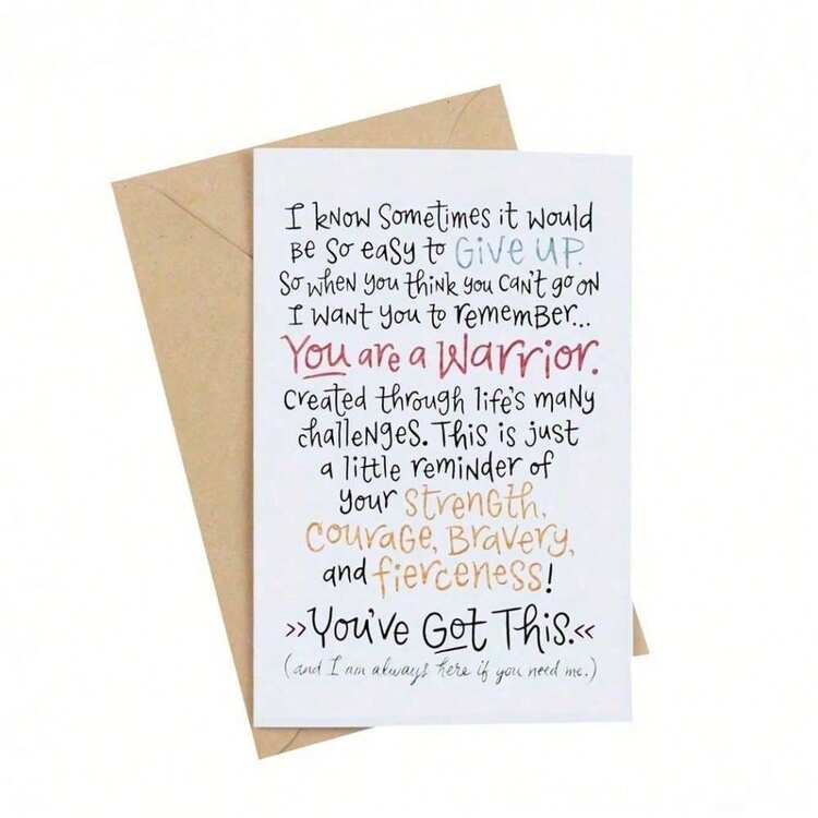 1PC Inspirational Warrior Card Motivational Quote With You Are A Warrior Design Perfect For Office Home Gift Giving Daily Inspiration Strength Reminder Office Motivation Warrior Theme Durable Card Warrior Gifts Christmas Birthday Thank You Invitation Wedding Party Celebration Card Perfect For All Occasions As Greeting Card Birthday Card Christmas Card Thank You Card Invitation Card Wedding Card With Red Envelope - 彩色 - 查看 3