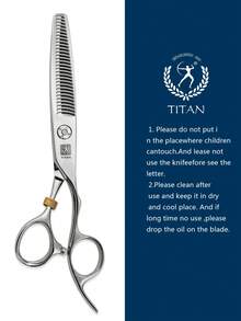 TITAN HIRLD TITAN Professional Hair Cutting Scissors, 6 Inch 440C Japanese Steel Shears, Includes 2 Finger Rings, 1 Adjustment Plate, 1 Comb, 1 Cleaning Cloth - Silver - View 6