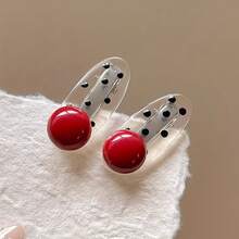 2pcs Red Heart Polka Dot Duckbill Hair Clips - Vintage Sweet Style Side Bangs Clips, Gentle Grip Hair Accessories For Women & S, Cute Everyday Hair Clips, Duckbill Clip Design YQME - Heart Shape * 2 - View 8