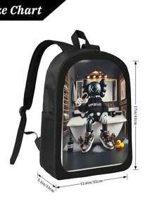Kawss Kawaii Kaw  Anime Cartoon Men&AposLarge Capacity Backpack With Adjustable Shoulder Straps For Convenient Design, Waterproof And Scratch Resistant, Travel, And Commuting Backpacks - 黑色 - 查看 5