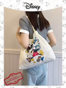 Disney 1 Pc Officially Licensed Mickey Mouse Pattern Storage Bag High-Capacity Shopping Bag High-Capacity Foldable Tote Bag Drawstring Shoulder Bag Lightweight Handbag Official Licensed - Verifiable For Lady/Girls/Women Perfect For Daily/Shopping/Going Out - White - View 8