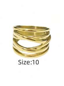 1 pieza Anillo de mujer de uso diario de acero inoxidable de moda con varios niveles, estilo minimalista exagerado, de tres colores, de titanio, de acero de 18K, impermeable, resistente a la decoloración y de alta calidad - Anillo de mujer en forma de cruz - Ver 21