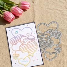 Troqueles creativos con forma de corazón, herramienta DIY para hacer álbumes de recortes y estarcidos en relieve, para tarjetas de felicitación, recorte de papel para manualidades, plantilla de troqueles para hacer tarjetas de regalo. - Plateado - Ver 6