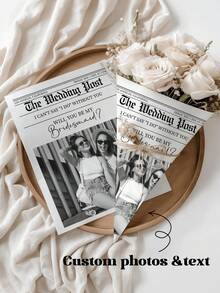 Personalized Bridesmaid Proposal Newspaper,Customize Photo And Text,Flower Girl Proposal, Maid Of Honor Proposal, Bridesmaid Proposal Flower Wrap - Multicolor - View 10