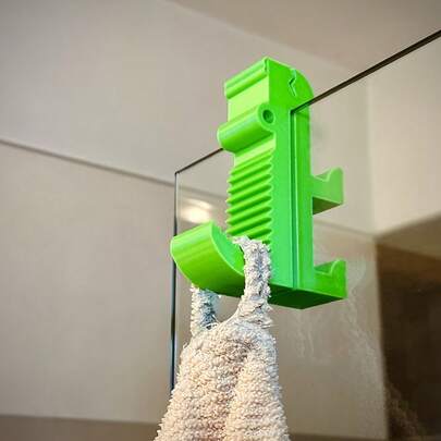 鳄鱼钩动物造型淋浴房玻璃挂钩 - 免钻孔毛巾架，浴室适用，易于安装，防滑夹式配件