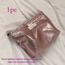 闪亮化妆包，亮片化妆包，金属手拿包，光泽晚宴包，大容量女士旅行收纳包，便携式洗漱包，适合派对、婚礼、日常使用