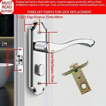 1个通用不锈钢门把手锁，无钥匙浴室门把手，金属材质，左右手通用，加厚型家用卫生间门锁 - 彩色 - 查看 15