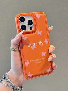 1pc Textured Butterfly Pattern Creative Phone Case, Compatible With IPhone 11 12 13 14 15 16 17 Series, Suitable As Gift For Family, Friends, Various Holidays - Black - View 2