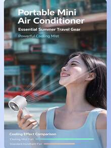 1pc 100-Speed Ice Compress Cooling Fan - Portable Mini AC With Comfort Grip, Free Type-C Cable, Summer Outdoor Travel Essential | Fast Cooling Personal Fan - Multicolor - View 5