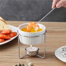 1pc Ceramic Chocolate & Cheese Melting Pot Set, Chocolate Fondue Cup, Cheese Fondue Cup, Candles Not Included - Multicolor - View 10