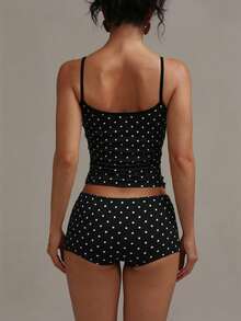 Buzzelle 2026 Y2K Fashionable Polka Dot Camisole And Shorts Set, Sexy And Fitted, Suitable For Vacation Wear Spring Casual - Polka Dots - View 3