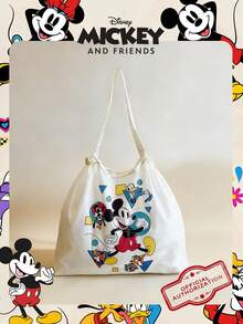 Disney 1 Pc Officially Licensed Mickey Mouse Pattern Storage Bag High-Capacity Shopping Bag High-Capacity Foldable Tote Bag Drawstring Shoulder Bag Lightweight Handbag Official Licensed - Verifiable For Lady/Girls/Women Perfect For Daily/Shopping/Going Out - White - View 2