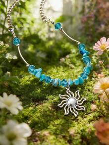 1件银色镂空太阳天然水晶石项链 - 黑色蝴蝶款 - 查看 10