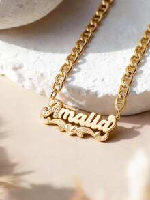 1件定制欧美风嘻哈双层汽车花朵名字项链，可定制文字，适合各种场合作为礼物或自用，高端奢华汽车花朵项链，新年魅力之选 - 金紅色聖誕禮盒 - 查看 7