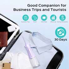 irrigador bucal dental portátil inalámbrico, 4 modos, tanque de 300 ml, IPX7 impermeable, con púas de limpieza, ideal para viajes y hogar - Morado - Ver 4