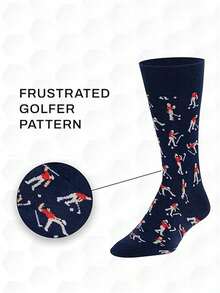 12只/10只/5只/4只/1双趣味高尔夫球手印花男女通用袜，新奇休闲中筒袜，高尔夫爱好者礼物之选，趣味高尔夫图案中筒袜，休闲舒适新奇运动袜 - 彩色 - 查看 7