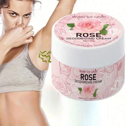 Crema desodorante de rosa, infundida con ingredientes naturales como rosa, peonía, lirio, fragancia natural de rosa de larga duración, elimina el olor, adecuada para axilas y olores corporales rebeldes, limpia la piel, hidrata, mantiene la piel fragante, aumenta la confianza