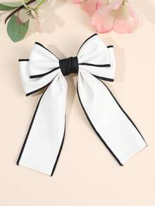 1 Pc Simple Solid Color Bow Hair Clips For Women, Elegant White Large Bow Hair Barrettes, Hairpin Perfect For Commuting, Daily Wear, School, Student Supplies, Hair Tools, Women's Retro Hair Accessories - Multicolor - View 1