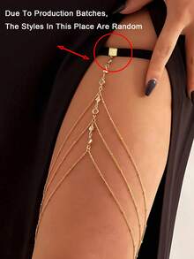 女士多层闪亮水晶水钻大腿链，金色和银色可选，营造海滩度假风情，新娘腿部饰品，时尚腿部配饰 - 彩色 - 查看 5