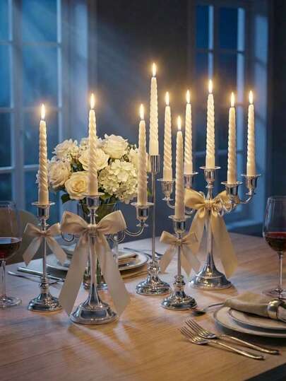 Elegant Retro Candle Holder, 5 Arm Luxury Candle Holders Metal Lantern Holders, Sliver Candlesticks Holder European Style Iron Candlestick Stand, As A Beautiful And Elegant Artifact, It Is Suitable For Various , Especially For Wedding And Candlelight Dinner.European Style, Exotic & Elegant, Can Serve As An Excellent Present For Family And Friends.