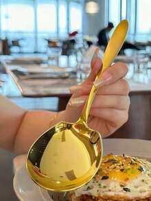 4pcs/2pcs/1pc Stainless Steel Large Serving Spoon, Durable Thick Restaurant Hotel Buffet And Dining Spoon, Flatware Set, Dessert Spoon - Multicolor - View 2