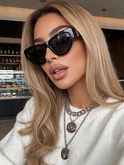 1副复古猫眼大框时尚眼镜，百搭休闲女式眼镜，适合日常佩戴、街头风、度假、旅行、夏季海滩、户外活动、旅行沙滩配饰