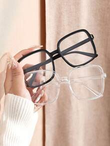 1副/3副装女士优雅美学现代简约风格科技休闲透明眼镜，适合办公、阅读、日常佩戴，女士眼镜配饰
