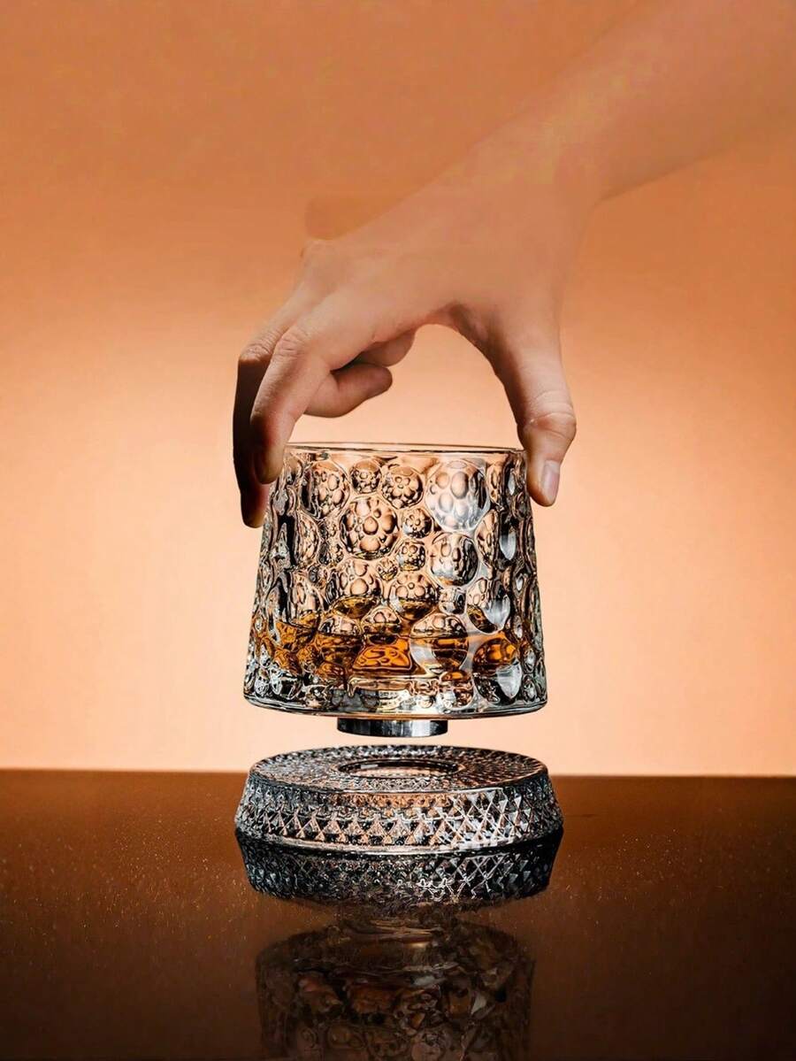 1个威士忌酒杯，可旋转高球杯，优质水晶玻璃杯 - 彩色 - 查看 1