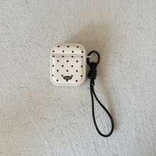 极简磁吸式真皮耳机保护套，黑色线材，波点图案，兼容 Pro 2，可爱简约设计，也兼容 4、3、1/2，适合女性使用 - 白色 - 查看 6