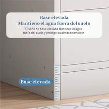 Cajonera Moderna De Madera Mueble Con 2 Puertas Y 5 Cajones - Claro Marrón + Blanco - Ver 9