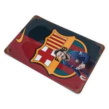 Barcelona Football Club Jersey Style Vintage Tin Painting Red And Navy Blue With Fc Barcelona  And  Logo For Soccer Fans Bedroom Or Living Room Decor - Multicolor - View 2
