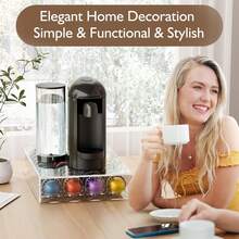 1pc 40-Capsule Transparent Acrylic Coffee Capsule Holder With Drawer - Clear - View 9