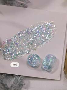 2026新款15ml容量情人节礼物夏季梦幻婚纱云锦碎钻超亮细闪糖果冰透明不规则闪粉玻璃纸凝胶指甲油，季节星光闪粉持久亮泽美甲 - 彩色 - 查看 13