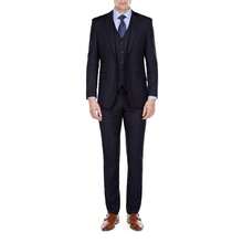 Men's 3-Piece Three Piece Slim Fit Formal Cut Suit Set - Black - View 4