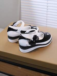 1双女童软底时尚百搭防滑休闲皮鞋，适合幼儿/小童/大童日常穿着及上学穿着 - 黑色 - 查看 6