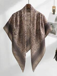 1 Peça Lenço Quadrado Estampado com Planta de 110cm para Mulheres, Hijab de Voile, Floral, Leve, Macio, Confortável, Respirável, Versátil, Hijab Estampado, Lenço de Flor de Alta Qualidade e Atmosfera Delicada, Lenço Decorativo Elegante de Proteção Solar, Lenço Quadrado Multifuncional para Looks, Adequado para Uso Diário, Todas as Estações - Multicolorido - Visão 24