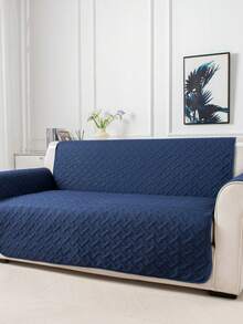 1pc Durable Sofa Cover, Easy To Clean, Pet-Friendly Sofa Protector, Diamond Quilted Design, Fits 1/2/3 Seater, All Season Breathable, Modern Sofa Slipcover With Side Pockets - Navy Blue - View 7