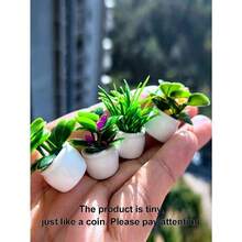 1 Random Artificial Mini Potted Plant Statue, Mini Potted Plant Bonsai, Mini Garden Outdoor Decoration With Fake Flower Pots To Simulate Plants Valentine's Day, Valentine's Day Wedding, Birthday(Random Style) - 綠色 - 查看 1