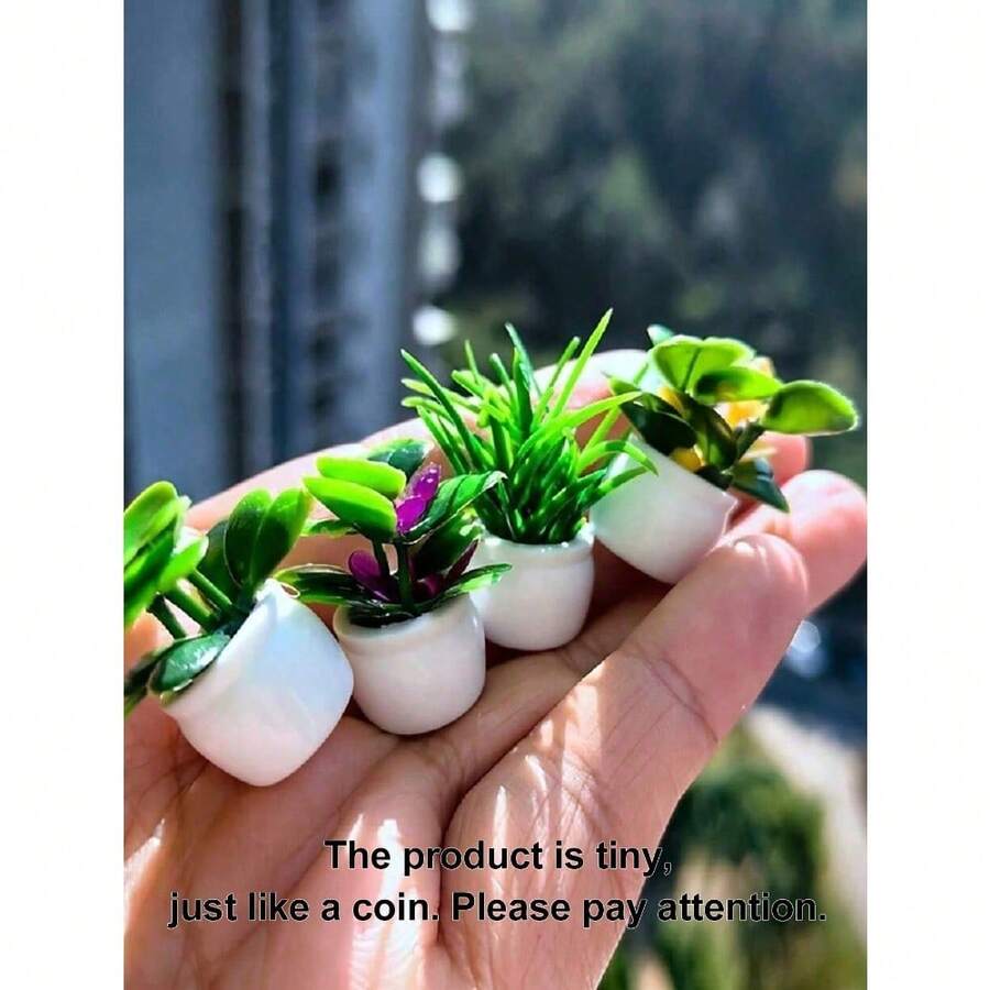 1 Random Artificial Mini Potted Plant Statue, Mini Potted Plant Bonsai, Mini Garden Outdoor Decoration With Fake Flower Pots To Simulate Plants Valentine's Day, Valentine's Day Wedding, Birthday(Random Style) - 綠色 - 查看 1