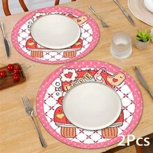 2pcs/4pcs/6pcs Heart-Shaped Silicone Placemats, Valentine's Day Style Pattern, Holiday Gift, Seasonal Decor, Suitable For Dining Table, Coffee Bar, Washable, Home Decor, Coasters, Drain Mats, Kitchen Table Mats, Indoor/Outdoor Party Decorations, Ideal Gift - Multicolor - View 4