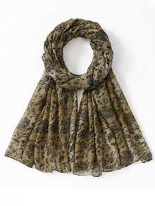 1条新款小巧清新巴厘岛纱线印花围巾，女士夏季防晒、休闲薄披肩、日常旅行、海滩装扮、节日礼物 - 圍巾 - 查看 1