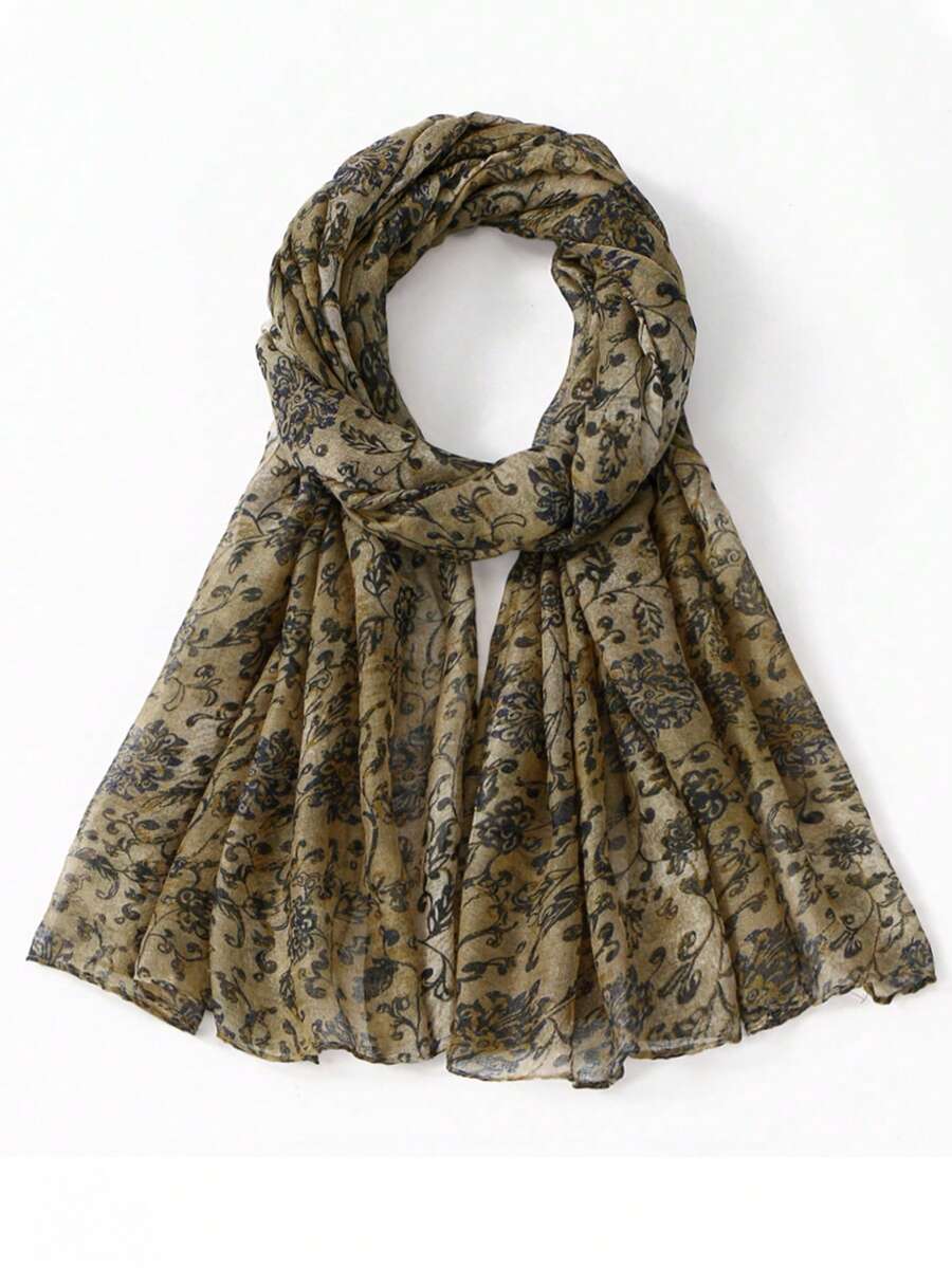 1条新款小巧清新巴厘岛纱线印花围巾，女士夏季防晒、休闲薄披肩、日常旅行、海滩装扮、节日礼物 - 圍巾 - 查看 1