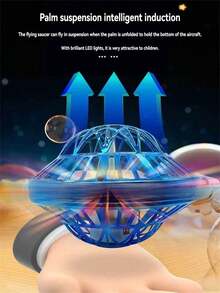 适合3-12岁以上儿童的UFO飞行圆盘旋转发光飞行球，神奇感应旋转陀螺，智能悬浮户外玩具，适合作为礼物 - 彩色 - 查看 10