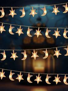 1串3/6/10米/20/40/80颗LED星月灯串，USB供电，适用于卧室、客厅、派对、婚礼、家居、节日派对用品、派对装饰、节日装饰 - USB星月 - 查看 7