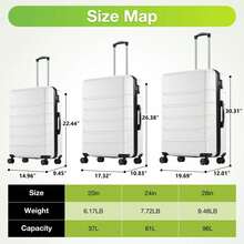 20 Inch Hardside Luggage, Expandable Rolling Luggage With TSA Lock And Spinner Wheels, White - White - View 3