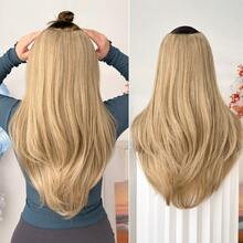 22英寸V型夹式渐变色接发，黑棕色、酒红色、棕色，耐热合成纤维假发，适合女性圣诞节、万圣节派对和日常佩戴。